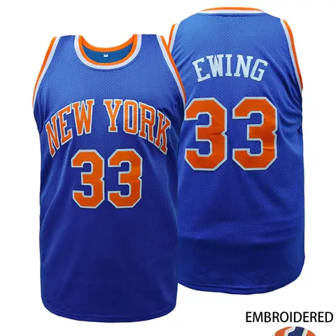 Embroidered New York #33 Basketball Jersey, Sports-Style Unisex Breathable Mesh Retro Athletic Shirt, Classic Vintage Sports Top, Athletic Tops for Men and Women, Ideal for Game Day, Casual Wear and Training
