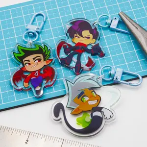 4 ops Different Hero Acrylic Keychain; Danny Phantom, Jake Long, Randy Cunningham Cutest Bag Charms