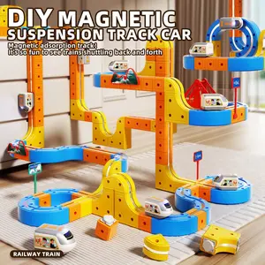 167/155/86/70PCS Magnetic Race Track Train Set | USB Charging Anti-Gravity Car STEM Building Toys for Kids Age 3+ | DIY Magnetic Train & Traffic Signs Playset | Birthday Gift for Boys Girls