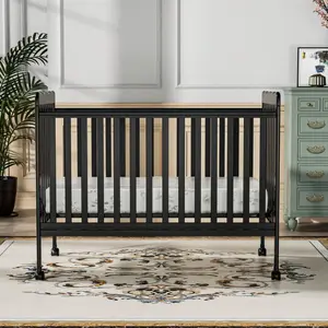 3-in-1 Convertible Crib - Small Toddler & Infant Bed with Locking Wheels, Adjustable Mattress Height, Pinewood Nursery Furniture for Newborns