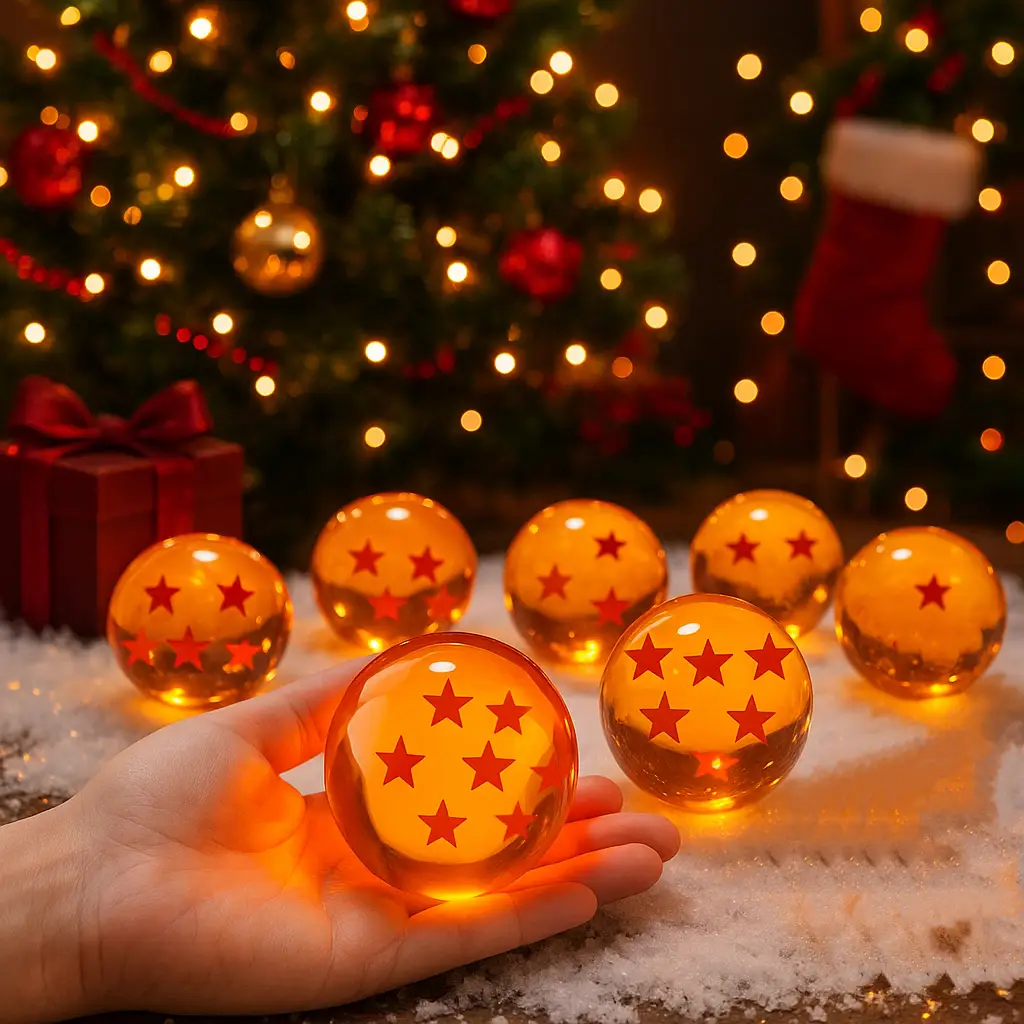 BAODLEI New Series Medium 43MM Crystal Resin Star Ball -7 Exquisite Statues in Gift Box, Anime Transparent Dragon Ball Toy, Perfect for Collectors and