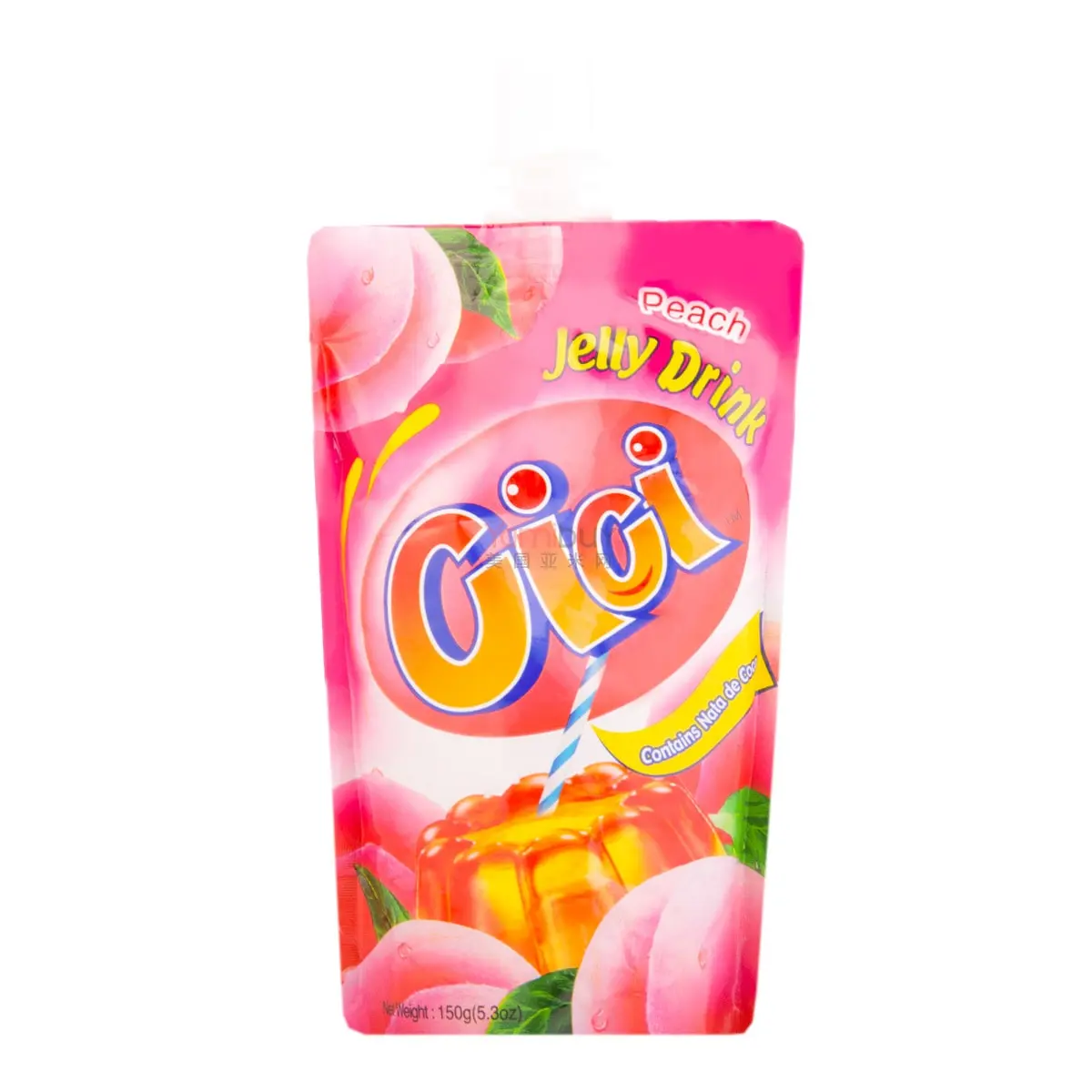STRONGFOOD CICI Peach Jelly Drink with Real Coconut Jelly Bits, 150g - Refreshing Fruit Juice Snack