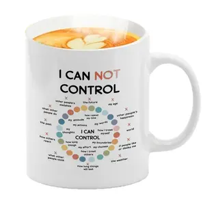 I Can Not Control Circle Affirmation 11oz Ceramic Mug with Handle, Funny Anxiety Humor Design, Self-Care Reminder Quote, Stylish Coffee Cup for Home Office, Unique Mother's Day Gift for Mom, Modern Drinkware