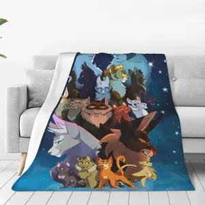 Warriors Cats Blanket Soft Cozy Fleece Throw Blanket Plush Lightweight Warm Fuzzy Flannel Blankets and Throws for Couch Sofa Bed Blue