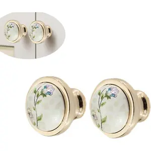 Ceramic Door Knobs, 2 count Pastoral Style Handles Drawer Pulls with Furniture Cupboard Pull Handles, Single Hole Knob
