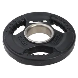 HolaHatha 2.5 Pound Olympic Rubber Coated Weight Plate w/Tri Grip Handle, Black olympic weight