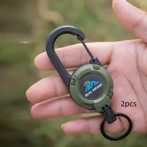 Retractable Keychain, 2 Counts Multifunctional Carabiner for Leash, Anti-lost Rope for Outdoor Camping & Hiking