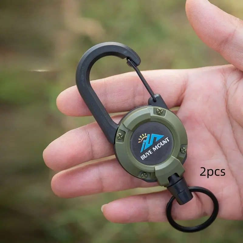 Retractable Keychain, 2 Counts Multifunctional Carabiner for Leash, Anti-lost Rope for Outdoor Camping & Hiking