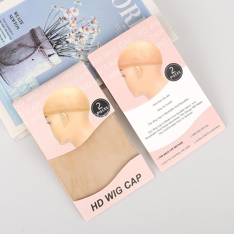Invisible HD Human Hair Wig cap 2Pieces/pack Stretch Elastic Hair Net For Women