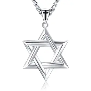 DRINSPER S925 Jewish Star Of David Pendant 925 Sterling Silver Necklace With Stainless Steel Chain Religious Jewelry Gift For Men Women  For Christmas Anniversaries