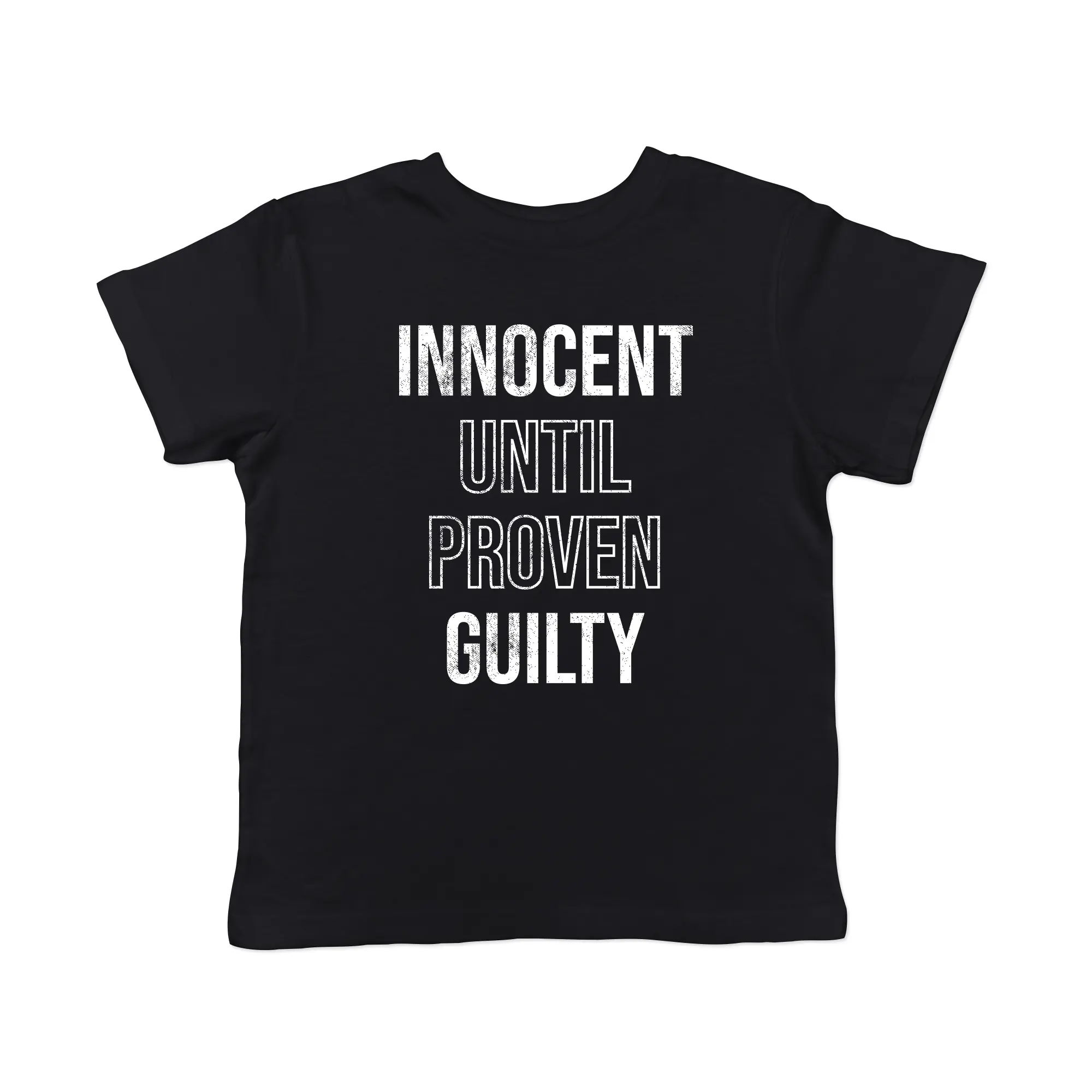 Toddler Innocent Until Proven Guilty T Shirt Funny Court Defense Bad Behavior Joke Tee for Young Kids Funny Toddler Shirts Funny Sarcastic Apparel Childrens Graphic Tees Black -