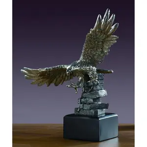 Marian Imports F Silver Finish Flying American Eagle Statue - Sculpture