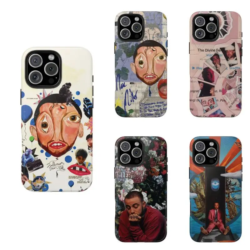 Custom Psychedelic Mac Miller Polycarbonate Rubber Smartphone Case - Heavy Duty Protection, Shockproof, Impact Resistant, Gloss Finish Cover for iPhone 11,12,13,14,15,16,17 Pro Max Plus Mobile Phone Accessory, Iphone 17, Lightweight Carry