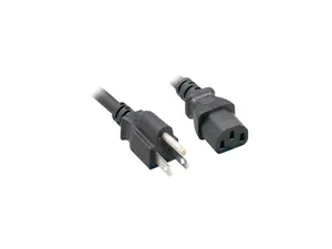Nippon Labs 18 AWG Standard Power Cord NEMA 5-15P to C13, SVT, 10A, 125V, NEMA5-15P/IEC320 C13, 1.5ft. Black Cable