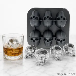 3D Skull Ice Cube Mold – Halloween Whiskey & Cocktail Ice Tray, Reusable Silicone Skull Shaped Ice Cubes, Easy Release Mold for Drinks, Kitchen, Coffee, Party, Bar, Home Use, Ice Cube Trays, Ice Molds
