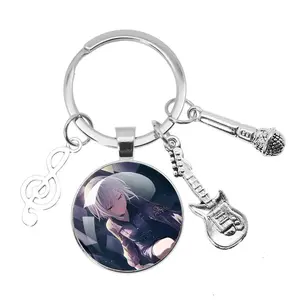 Leo/need Hinomori Shiho Music Themed Keychain Cartoon Characters Photo Glass Key Ring Backpack Accessories Fans Gifts