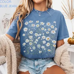 Daisy Flower TShirt , Wildflowers T-Shirt, Cottagecore Floral Tee, Botanical TShirt, Nature Aesthetic Tee, April Birth Flower Gift 3PJ