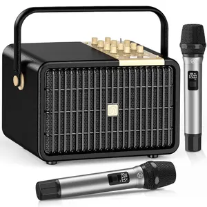 Wireless Voice Amplifier Professional Karaoke Machine with 2 UHF Microphones for Adults, 320W Peak Bluetooth Speaker PA System Treble & Bass for Home Party Wedding Outdoor Christmas Events L400
