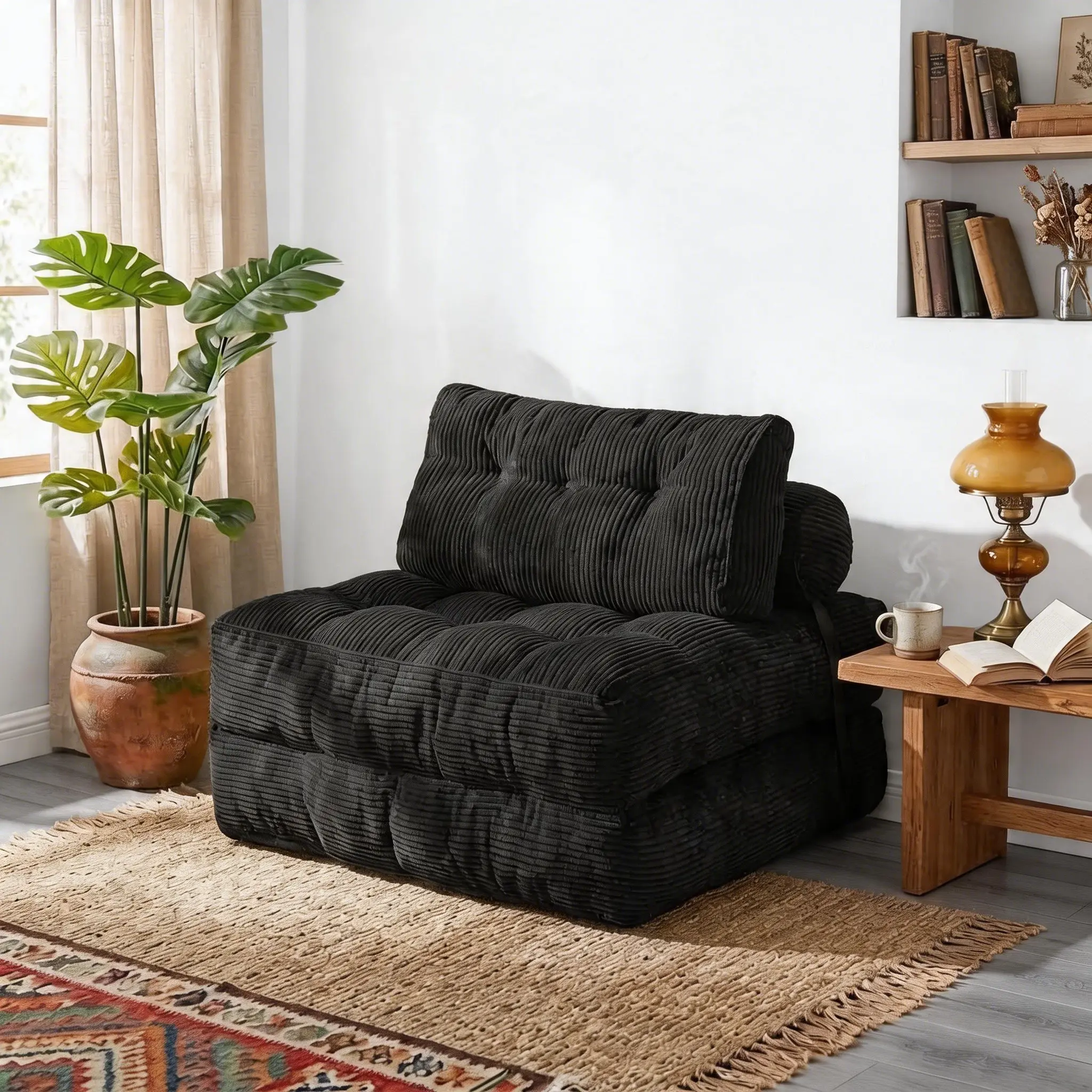 Folding Sofa Bed with Pillow - Convertible Back-Support Sleeper Chair, Portable Fold-Out Single Boneless Sectional Couch, Comfy Floor Lounge for Living Room Sofas, Sofas Living Room，cloud couches couch bedroom，bonelesscouches velvet