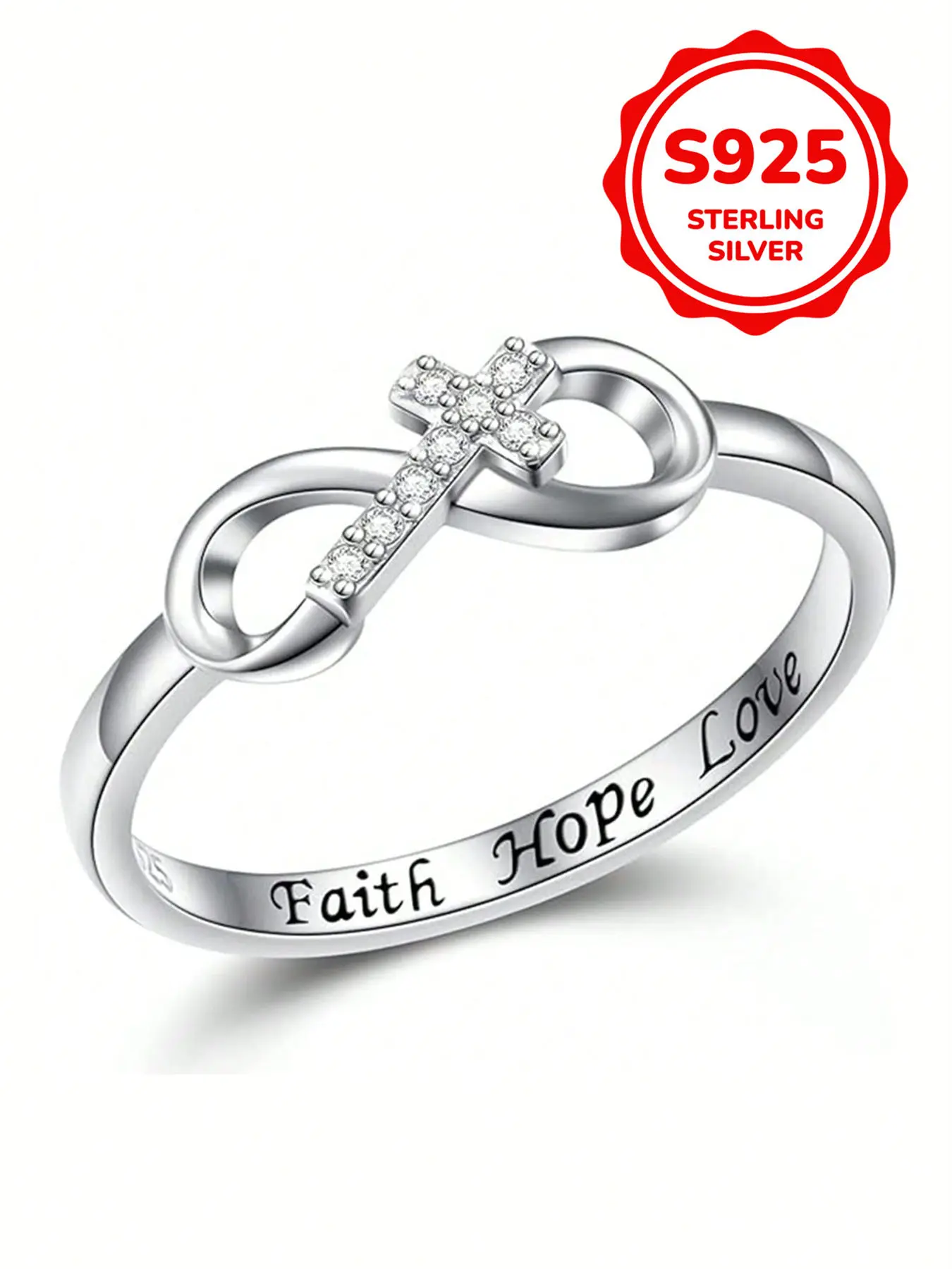 1 PC Elegant 925 Sterling Silver Cubic Zirconia Rings Beautiful Rings Party Jewelry for Mother's Day Gift Fine Jewelry Engraved Ring Elegant Everyday Ring