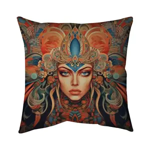 Begin Home Decor 5541-1616-AB127 16 x 16 in. Ancient Goddess Blue Contemporary Shapes Pillow - Home Decor