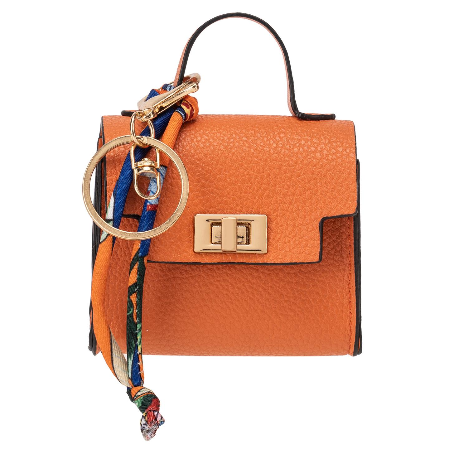 Mini Square Bag Pendant Keychain - High Quality Leather with Colorful Strap, Cute Car Keychain & Bag Charm Accessory
