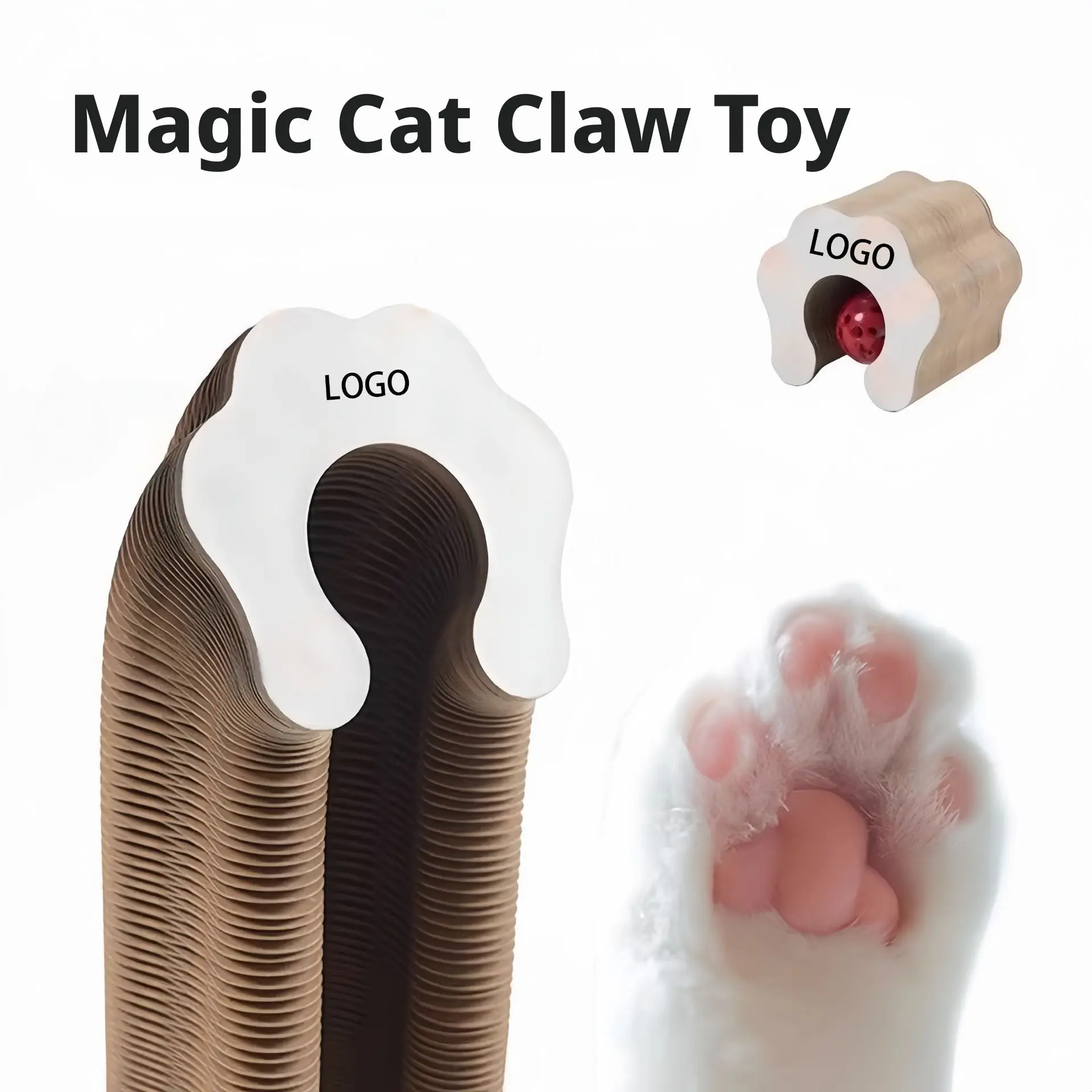 Foldable Magic Accordion Cat Scratcher with Bell, Corrugated Paper Wear-Resistant Cat Grinding Claw Nest, Interactive Self-Play Cat Toy for Boredom Relief Foldable Magic Accordion Cat Scratcher with Bell, Corrugated Paper Wear-Resistant Cat Grinding Claw Nest, Interactive Self-Play Cat Toy for Boredom Relief