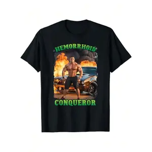 Women's Hemorrhoid Conqueror T-Shirt - Humorous Meme, Unusual Joke, Offensive Cringe Design