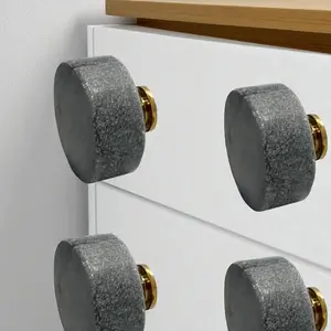 HomeRoots 635784 Gray Stone Disc Shape Drawer Pull Knobs - Set of 6