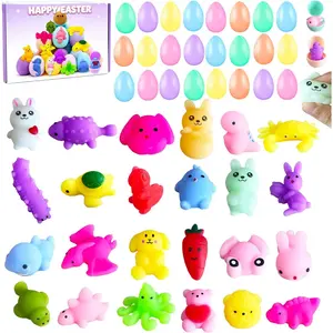 24 Pack Squishy Toys,Easter Basket Stuffers,Easter Egg with Squishy Fidget Toys,Easter Egg with Squishies Animal Toys Kids Classroom Gift Exchange Party Favors