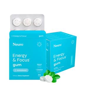 neuro energy caffeine nootropics for energy & focus - sugar-free with l theanine, caffeine, vitamin b12 & vitamin b6 - peppermint flavor