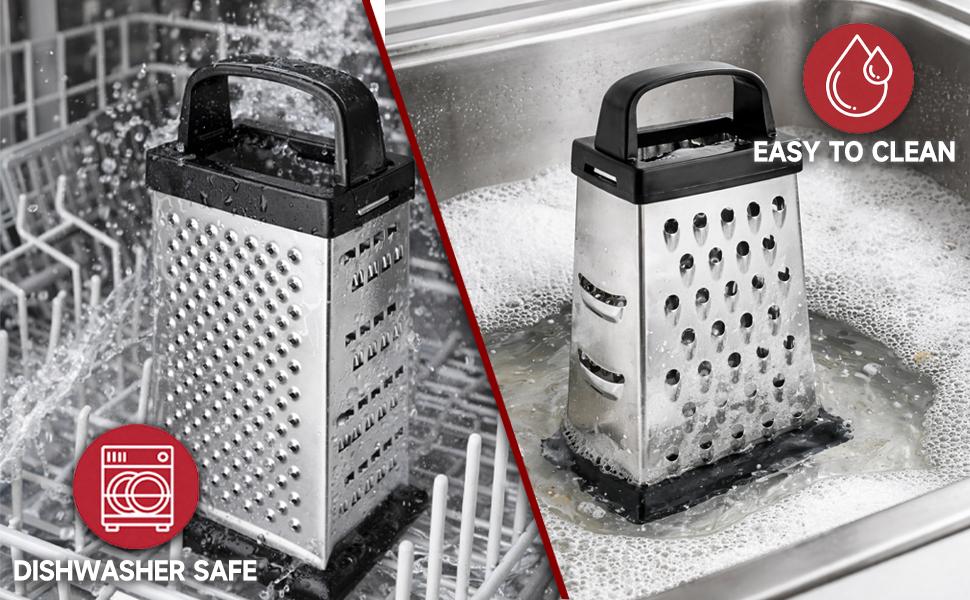 Cheese Grater, 4-Sided Mini Box Grater, Stainless Steel | For cheese, Parmesan & vegetables, compact 4-sided design, dishwasher safe for easy cleaning