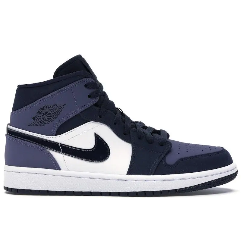 Jordan Men's 1 Mid Obsidian Sanded Purple Basketball Shoes, from StockX