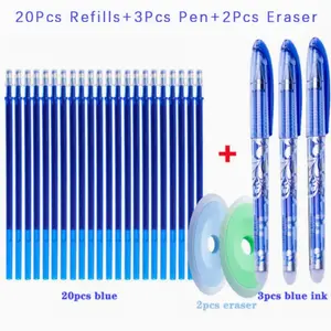 Erasable Gel Pen Set with Refill Rod, 0.5mm Magic Erasable Ink Pens, Water Washable Handle, Magnetic Caps, Office Supplies for Students and Offices, Refillable Pens