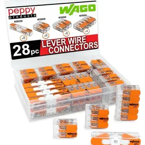 Wago 28pc Compact Splicing Wire Connector Assortment with Case Includes 221-2401 221-412 221-413 221-415 UL Listed & Genuine Lever Nuts