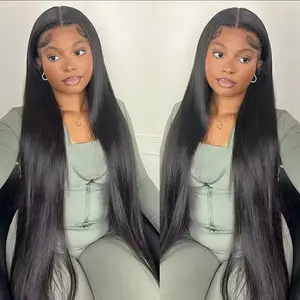 MYLOCKME 34 36Inch Straight Glueless Wigs Human Hair Transparent Wear&Go 6x4 5x5 Lace Clouse Human Hair Wig Brazilian Pre-Cut 7x5 9x6 Straight Remy Hair Wig