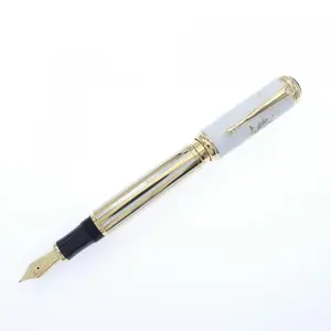 Pre-owned Montblanc 18K Yellow Gold (Au750) Small Leather Goods Marquise de Pompadour Au750 Fountain Pen