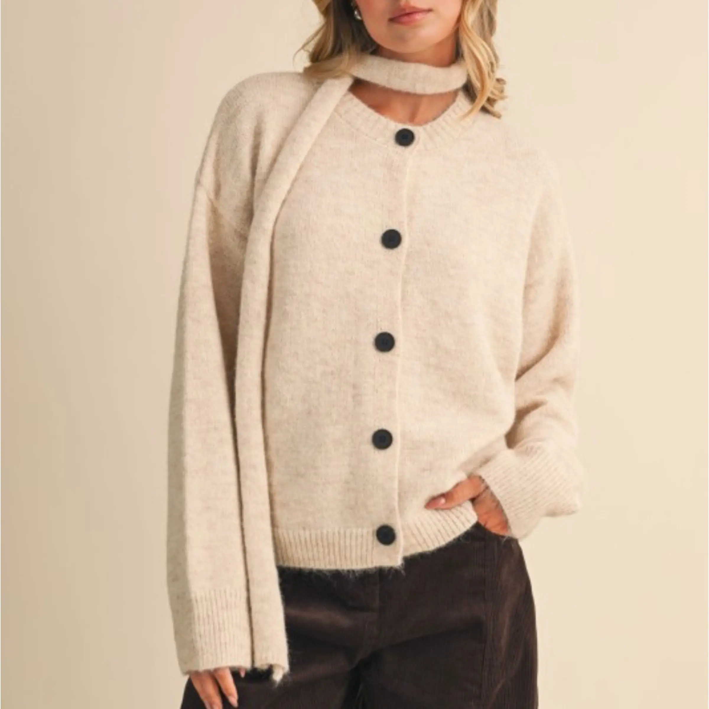 Thankful Sweater Button Down And Scarf Set