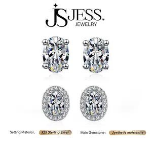 【#308】Dove Egg Oval Moissanite Stud Earrings, 925 Sterling Silver, Synthetic Moissanite, Timeless Jewelry for Men Woman anniversary birthday Gift