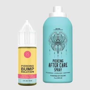 Base - Laboratories Piercing Aftercare Kit 4oz Sea Salt Spray & 0.5oz Bump Oil -Soothing & Shrink Keloids - All-Natural Piercing Care Solution