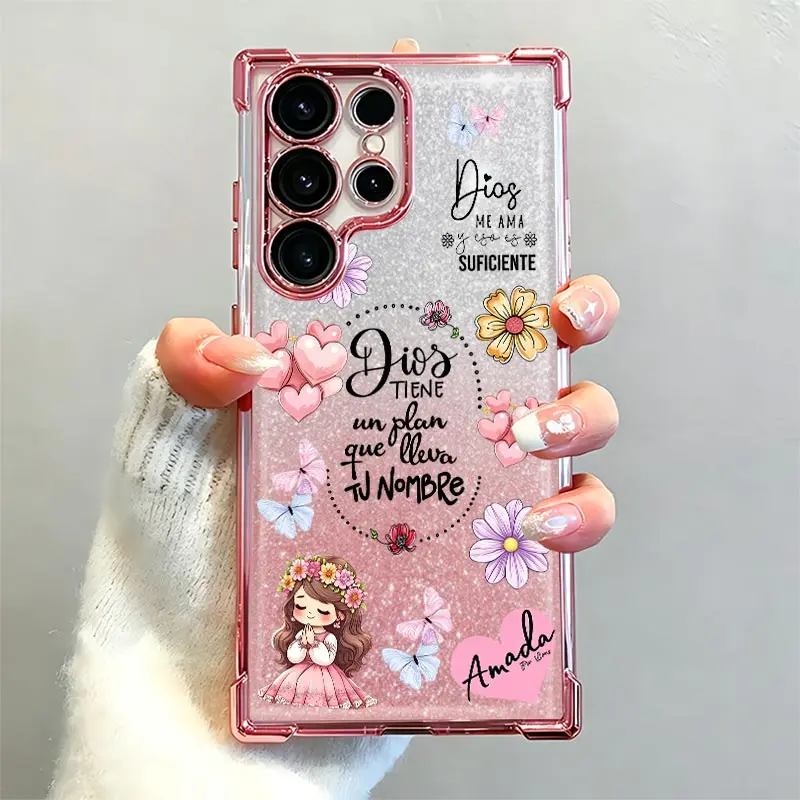 Patrón del plan de Dios Four Corner Airbag Electroplated Soft&Flexible TPU Glitter Phone Case For Galaxy S26Ultra S25 S24 S23 S22 Plus fe Drop Protection|Full Camera Protection|Shockproof|Durable|Non-Smudge|Non-Slip|high-end Perfect Gift