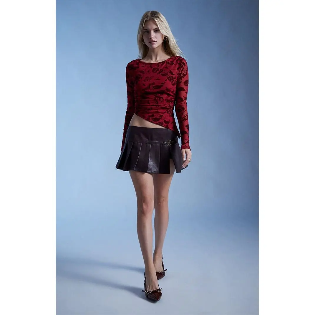 Third Charm Women's Faux Leather Pleated Skort - Multicolor