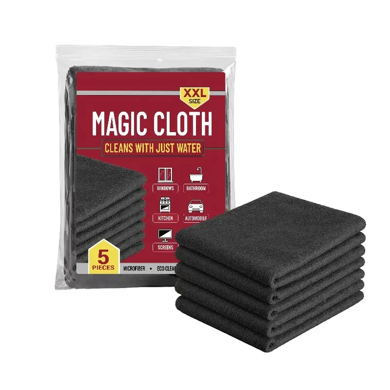 Genie Magic Cloth XXL 1 Pack=5Pcs Microfiber Cleaning Cloths | Absorbent Easy Clean For Kitchen & Car Reusable