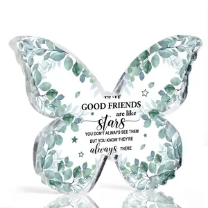 Acrylic Butterfly Desktop Decoration with Inspirational Quote, Decorative Plaque, Signs, Perfect for Women Friendship, Birthday Gift, Home and Desk Decor