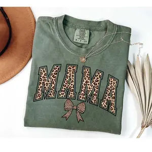 Leopard Mama Shirt, Mothers Day Gift Popular Mom T-Shirt, gift for mom, Comfort Colors Retro Mama Tshirt bow Mama Cheetah Print graphic Tee