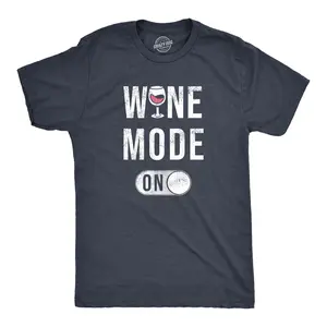 Mens Wine Mode On T Shirt Funny Red White Drinking Lovers Button Joke Tee for Guys Mens Funny T Shirts Cool Vintage Fashion T-Shirt Gift Classic Menswear Funny Wine Short Sleeve Novelty Tees for Guys Navy -