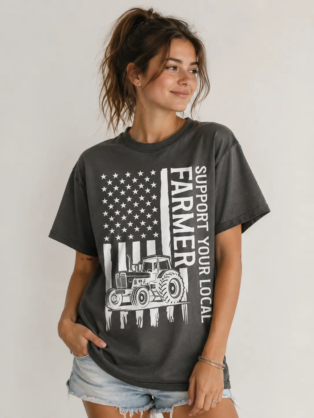 Support Your Local Farmer Shirt, Vintage Tractor T-Shirt, Farmer Gift for Men Women, Country Farm Graphic Tee, Farming Lover Shirt Unisex Casual Fashion Shirt