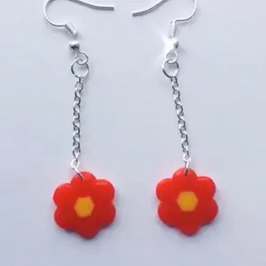 Daisy Chain Perler Bead Earrings, Flower Dangle Earrings, Retro Style Jewelry