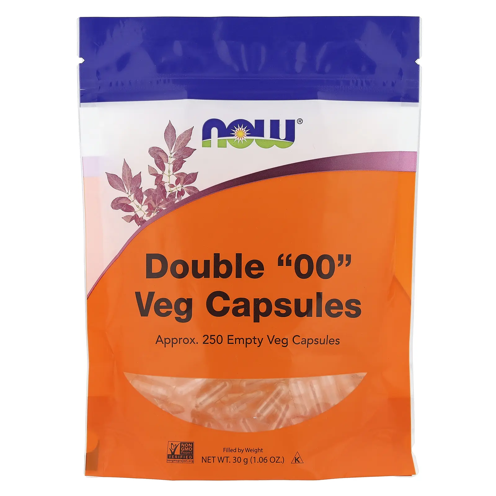NOW Foods Double "00" Veg Capsules, Approx. 250 Empty Veg Capsules
