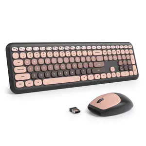 Quiet Wireless Keyboard and Mouse, 2.4G Ultra-Slim Keyboard and Mouse Combo, Full size Typewriter Keyboard with Round Keycaps for Windows Computer Laptop